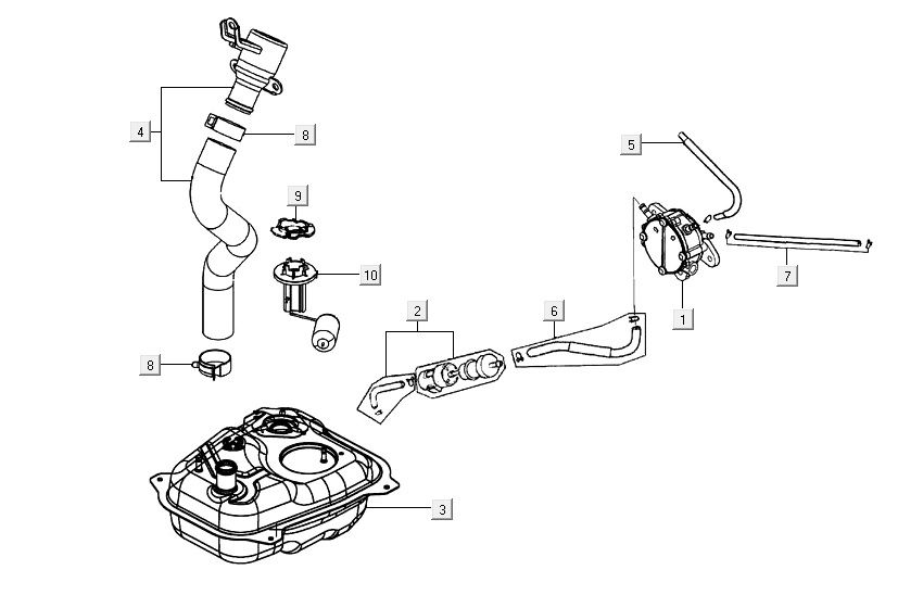 réservoir d'essence AGILITY 16+ 4T 125 Matt Metallic Silver