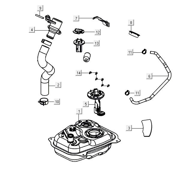 réservoir d'essence AGILITY 16+ 4T 200i Matt Metallic Silver