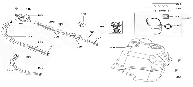 Réservoir d'essence AGM Star50 rouge blanc