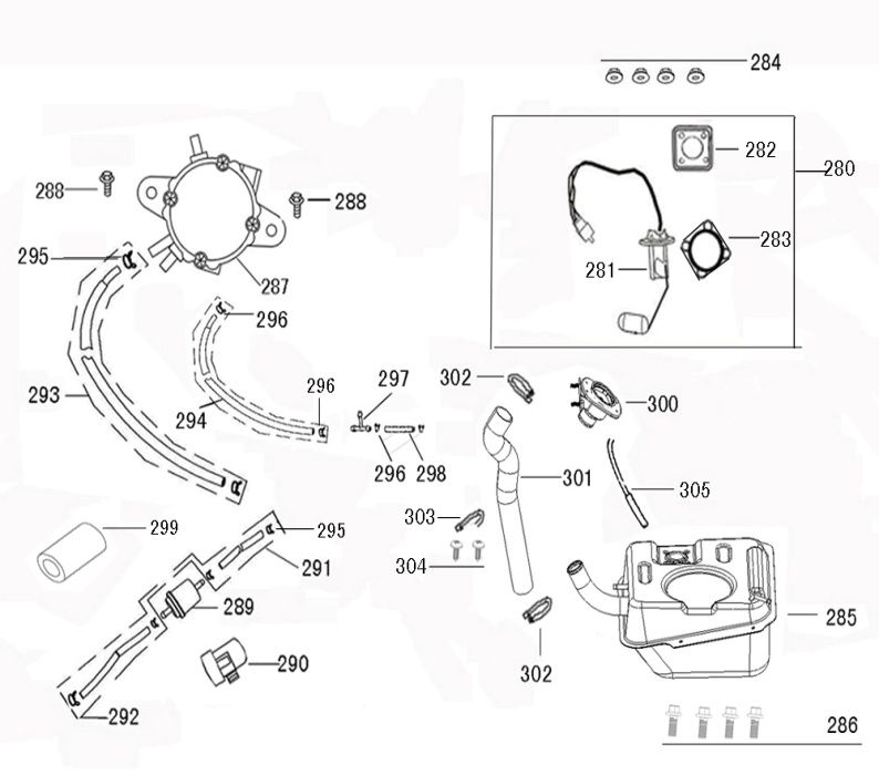 Réservoir d'essence Benzhou ZN50QT-36 creme
