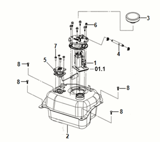 Réservoir/flotteur Sym Symphony ST 125I E4