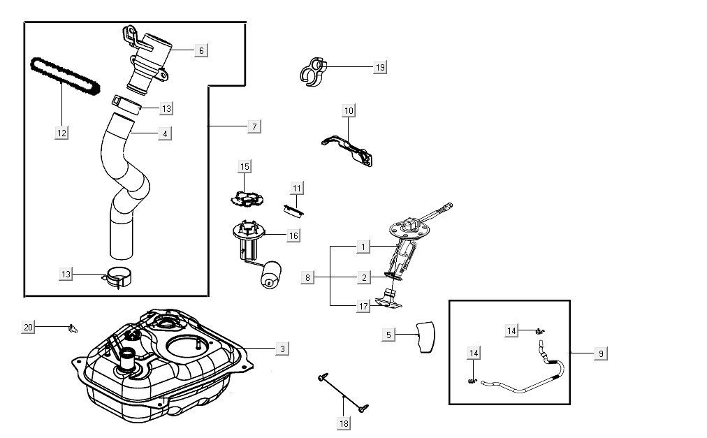 Réservoir de carburant Kymco Agility 16'+ injection 4 temps euro4 bleu mat
