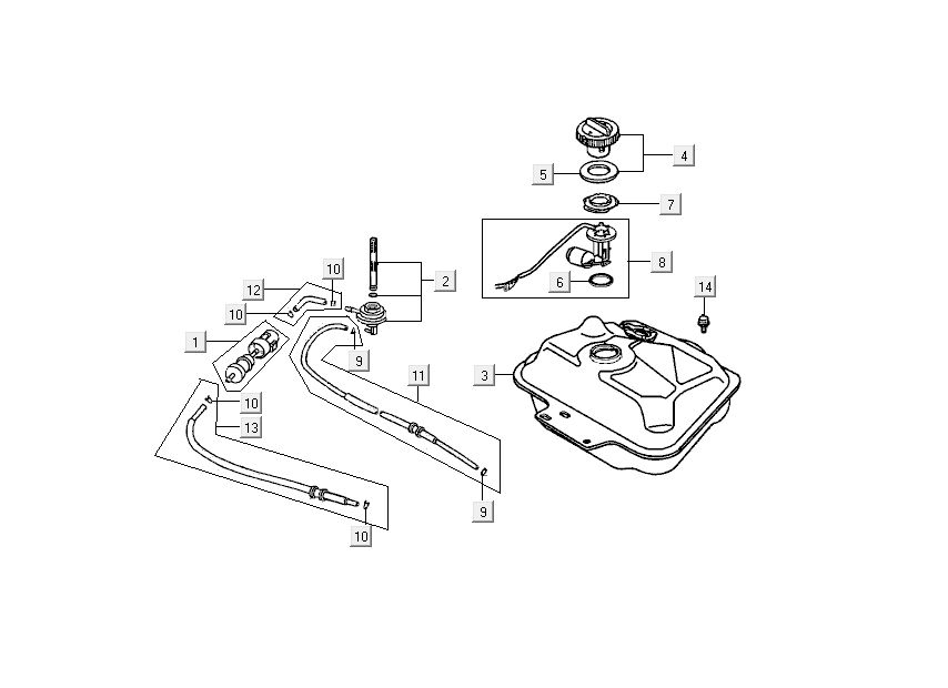 Réservoir de carburant Kymco DJ 2 temps noir