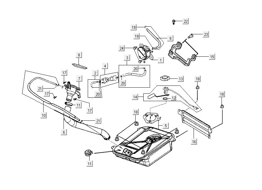 réservoir d'essence Kymco Grand Dink 2 temps Anthracite