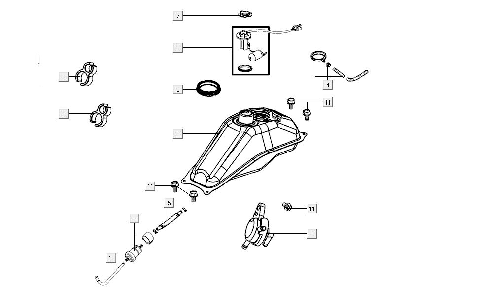 Réservoir de carburant Kymco K-Pipe 4 temps noir brillant
