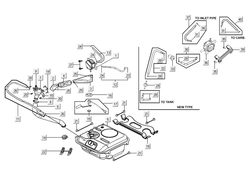 Réservoir de carburant Kymco New Dink 4 temps or