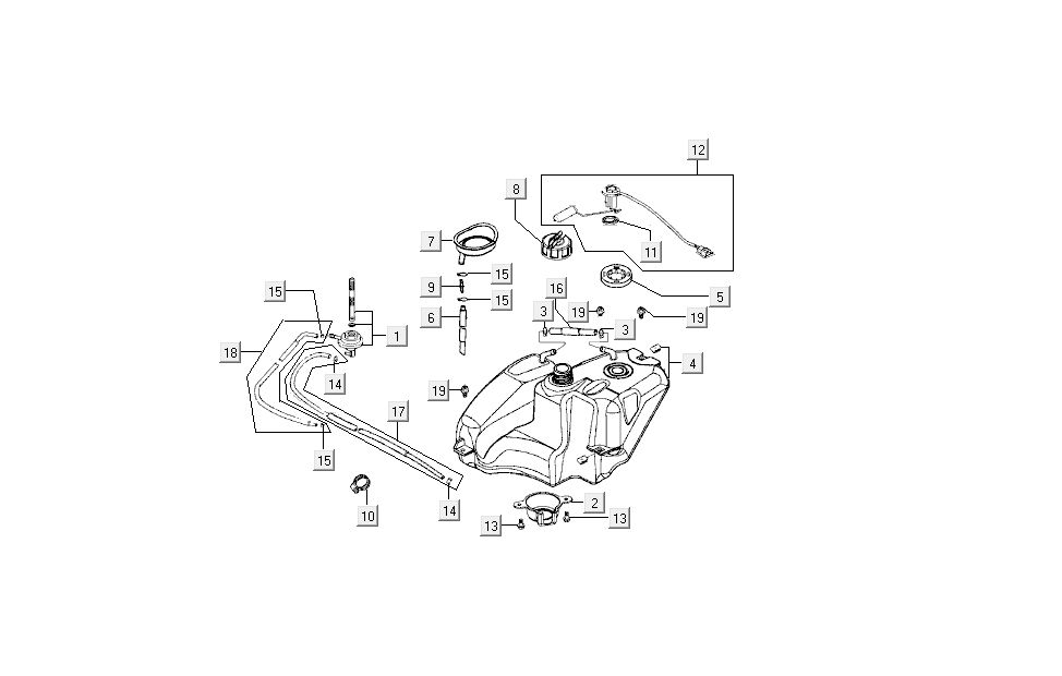réservoir à essence Kymco Super9 AC 2 temps nm argent - noir