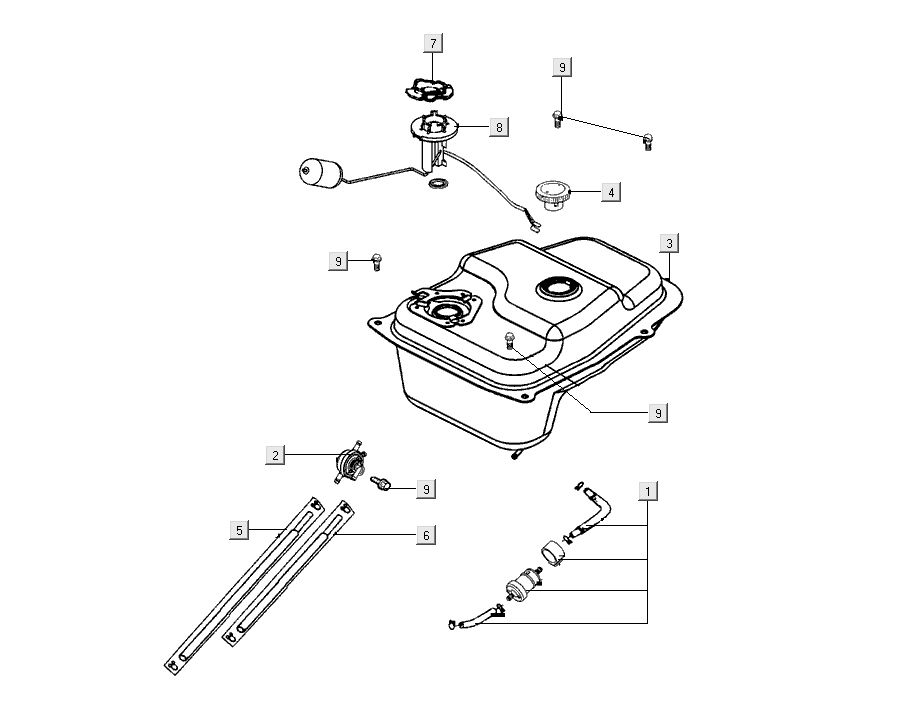 Réservoir de carburant Kymco Super 8 Street 4 temps bleu