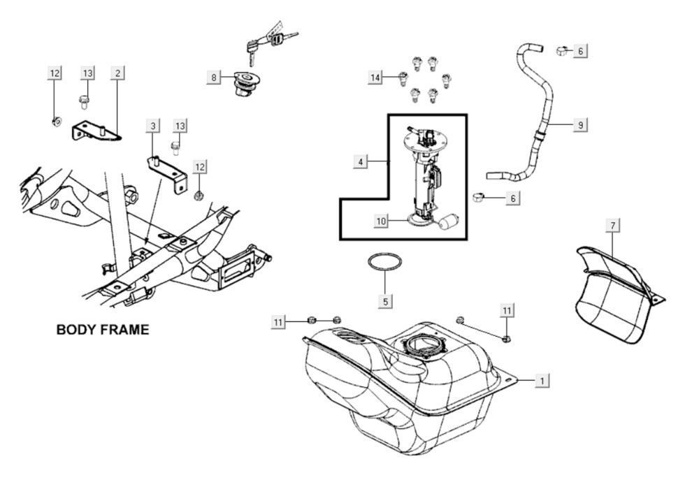 Réservoir de carburant Kymco Xciting 400i Matt Black