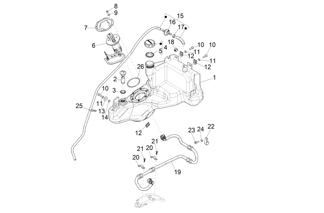Réservoir d'essence Piaggo Zip 4 temps (injection euro4 IGET)