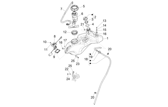 Réservoir d'essence Vespa Primavera 4 temps 3 soupapes (injection euro4 iget)