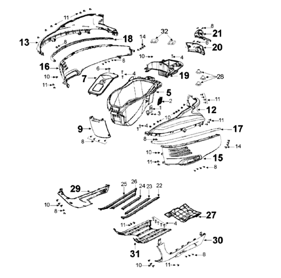 Beplating Peugeot Django 125 Allure E3 2014-2017 SATIN FLASH (Q2)