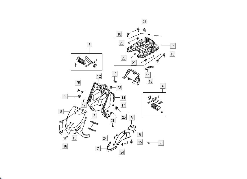 Placage central avant Kymco DJ 2 temps noir