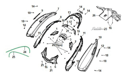 Couvre-carrosserie - feu arrière Sym E-Fiddle Slate Blue (GY7547UL)