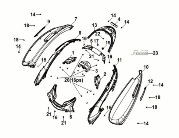 Body cover - tail light Sym Fiddle IV 125i AC CBS E5 2020-2021 BLUE (BUP-275U)