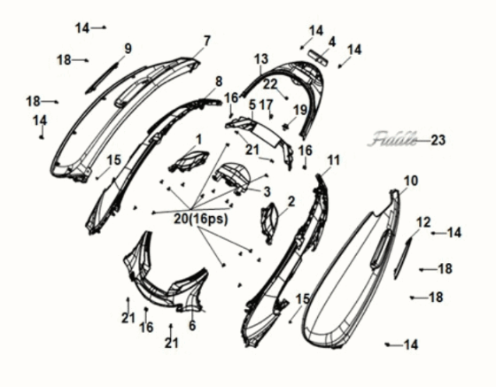 Body cover - tail light Sym Fiddle IV 125i LC ABS E5 2020-2021 PETROL GREEN (GN-546U)