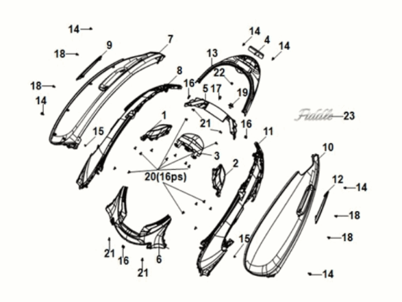 Body cover Sym Fiddle IV 125i AC CBS E5 2020-2021 BLACK (BK-7C)