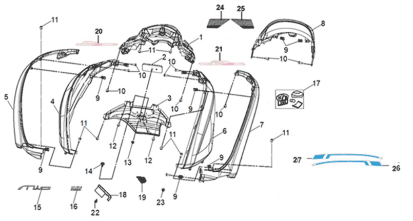 Coque Sym Mio 50I E5 gris/noir (BK-2593U/BK-001C)