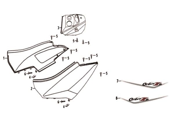 Body cover Sym Orbit II 125i E4 GRAY (GY-7450U)