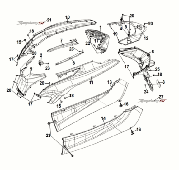 Housse de carrosserie Sym Symphony ST 50 E5 blanche (WH-8028P)