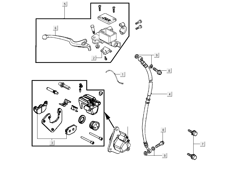 Maître-cylindre de frein Kymco Super8 Street 50i E4 Matt Grey