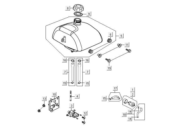 Réservoir de carburant Kymco Maxxer 90 Black