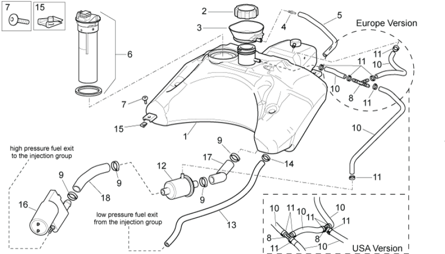 Réservoir de carburant Aprilia SR 50 H2O ie+carb 2004-2009
