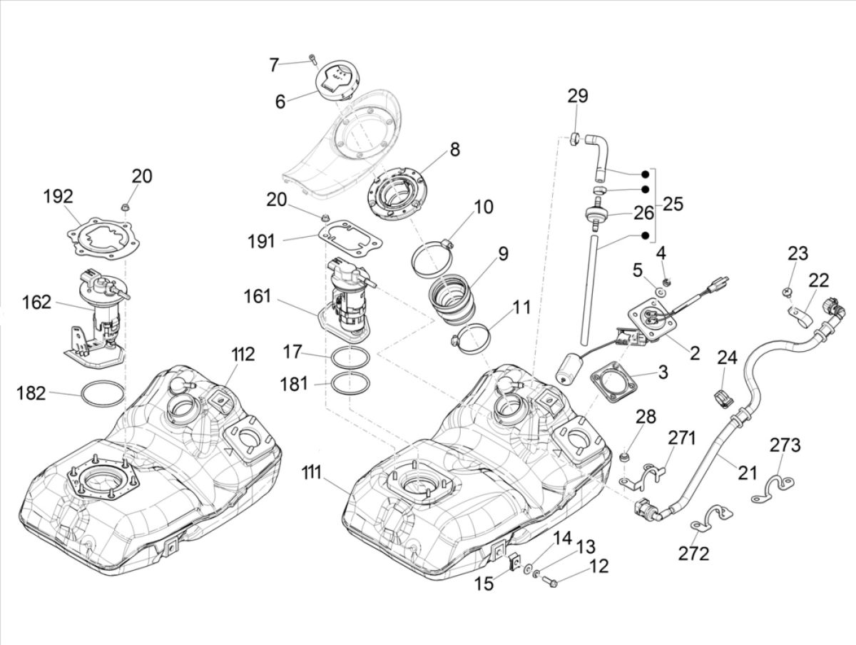 Carburateur Piaggio Medley 125 4T IE ABS E4 2016-2019 (EMEA)