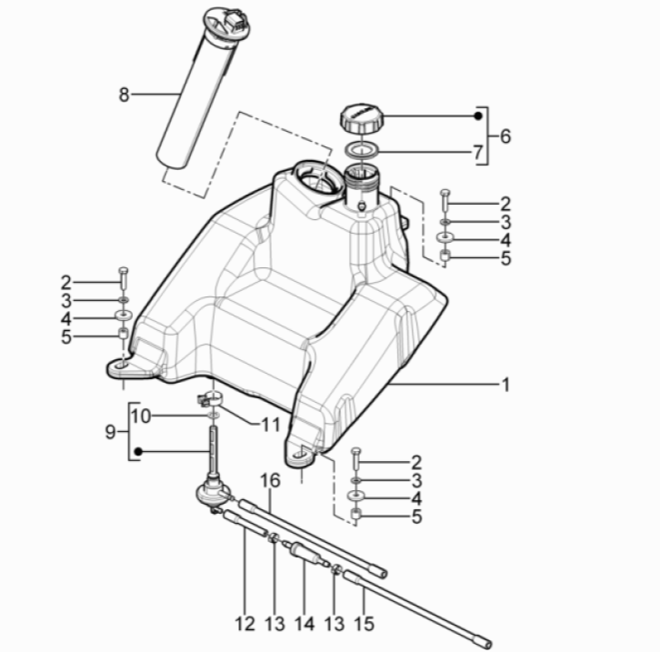 Réservoir d'essence - Flotteur de réservoir - Soupape de dépression Piaggio Typhoon 50 2 temps Euro 3 2011