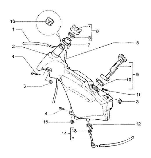Réservoir de carburant Gilera Runner 180cc FXR 2 temps
