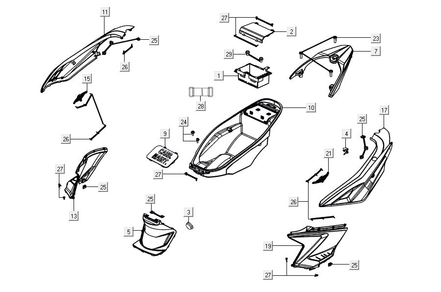 Sellebak Kymco Agility 16'+ 4t bleu métallique mat
