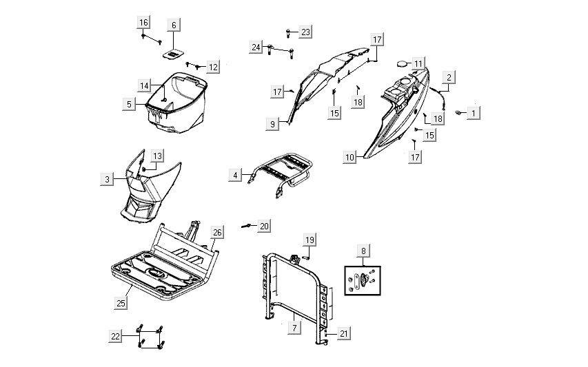Sellebak Kymco Carry 4 temps blanc