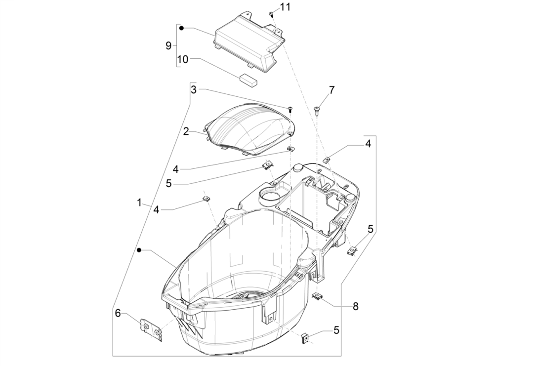 Coffre à casque Piaggio Zip 50 4T IGET 3V AC Euro 4