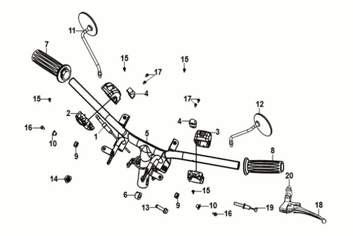 Interrupteur à câble et levier Sym Fiddle IV 50 E5