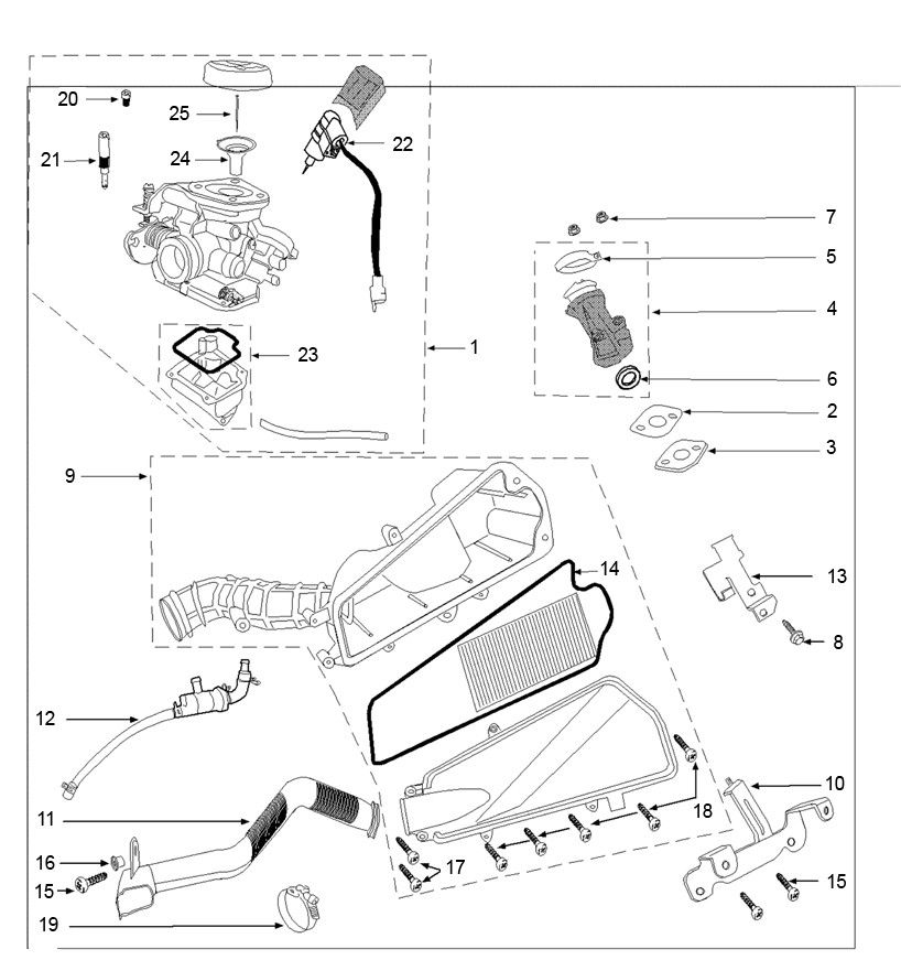 Carburateur- Filtre à air Peugeot Speedfight 3 50 4T AC