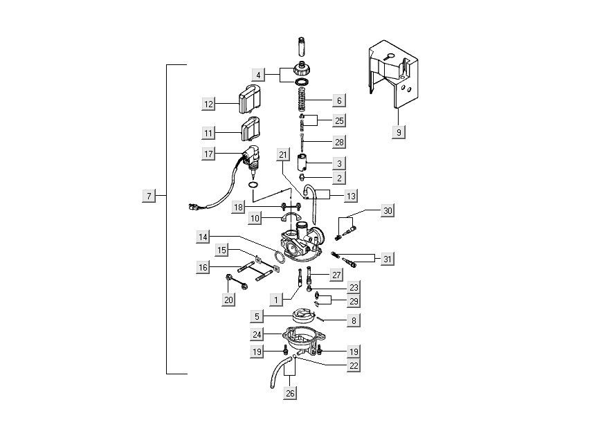 carburateur-starter Kymco Dink LC 2 temps argent