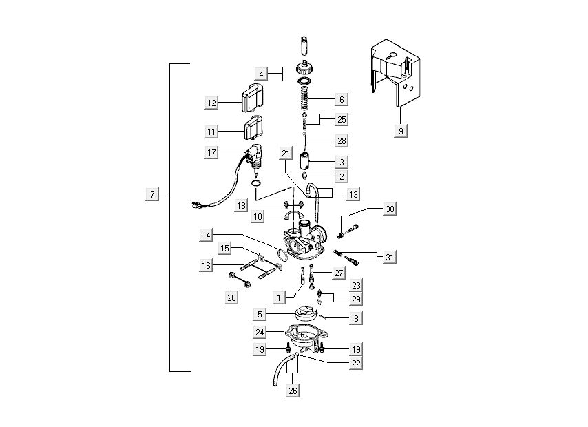 Carburateur - Starter Kymco Super9 ac o.m Race Noir Jaune