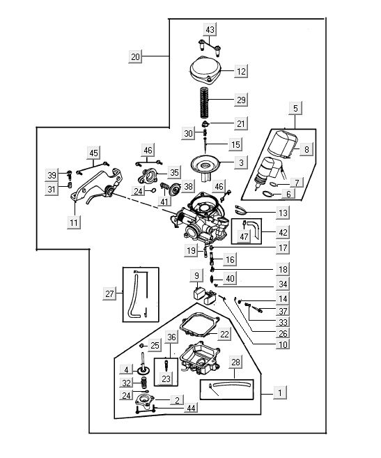 Carburateur Kymco Agility 10' 4 temps bleu