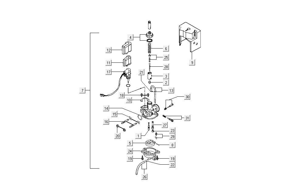 carburateur Kymco Super9 AC 2 temps nm jaune - noir