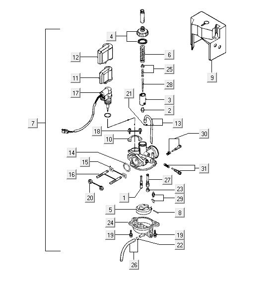 Carburateur Kymco Yup 2t ac argent