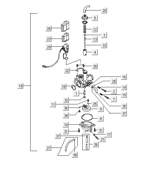 Carburateur Kymco ZX 2t ac bleu-argent