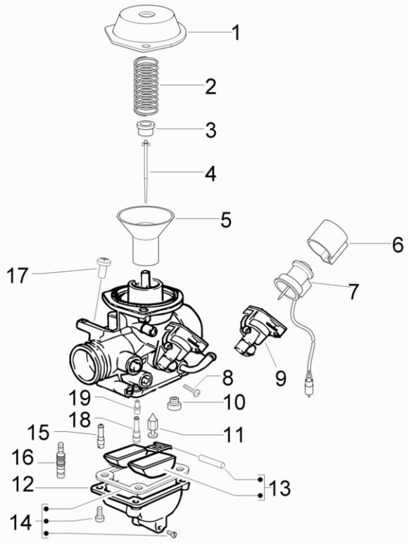 Pièces de carburateur Vespa Lx 45km 4 temps 4 soupapes