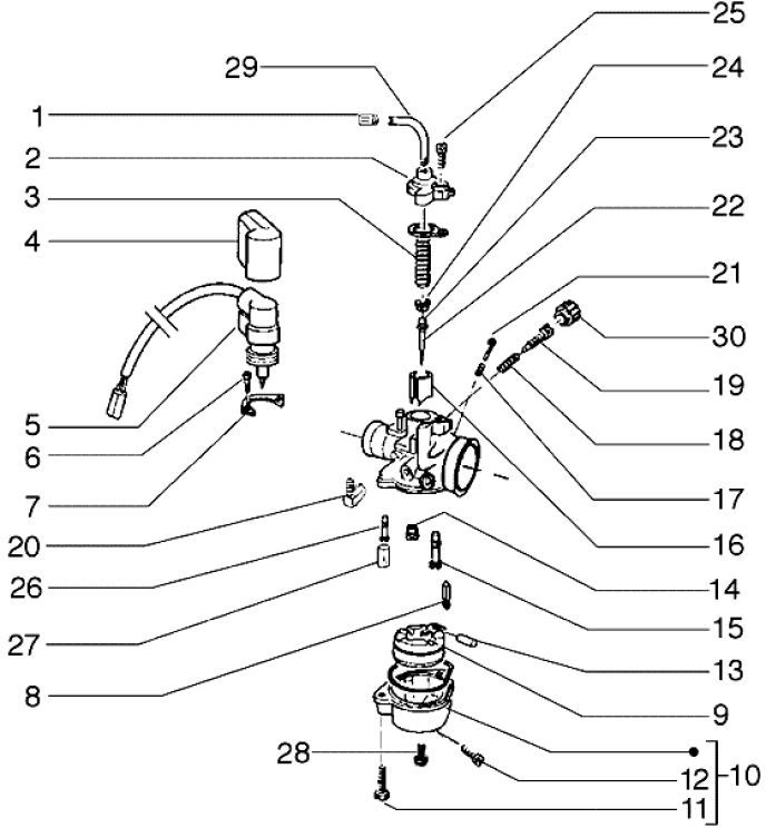 Carburateur Piaggio Liberty 2 temps jusqu'à 2005