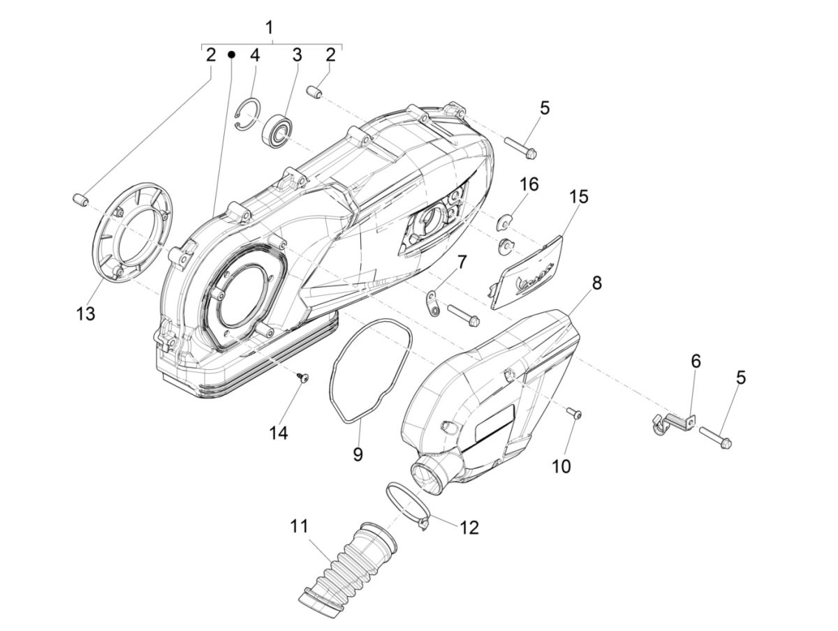 Couvercle de carter moteur pour Vespa Sprint 125 4T 3V IE ABS E5 2021 (EMEA)