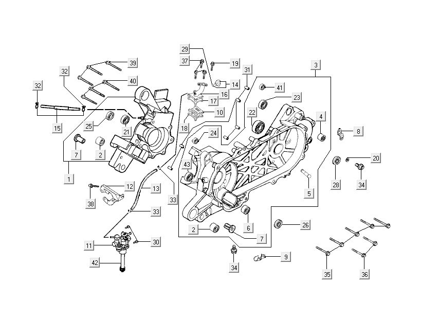 entrée de pompe à huile de carter Kymco Grand Dink 2 temps Silver