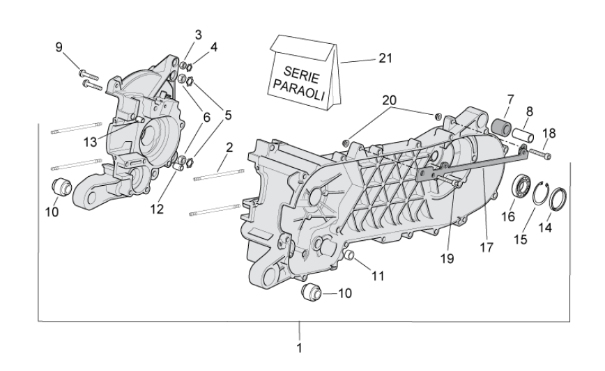 Carter moteur Aprilia SR 50 H2O ie+carbu 2004-2009