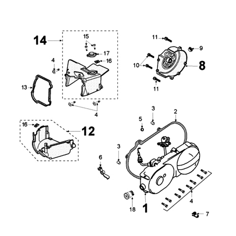 Couvercle de carter Peugeot Kisbee noir