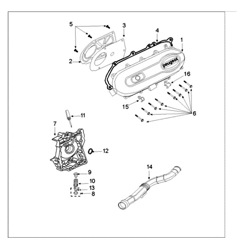 Couvercle de carter Peugeot Ludix 14 noir