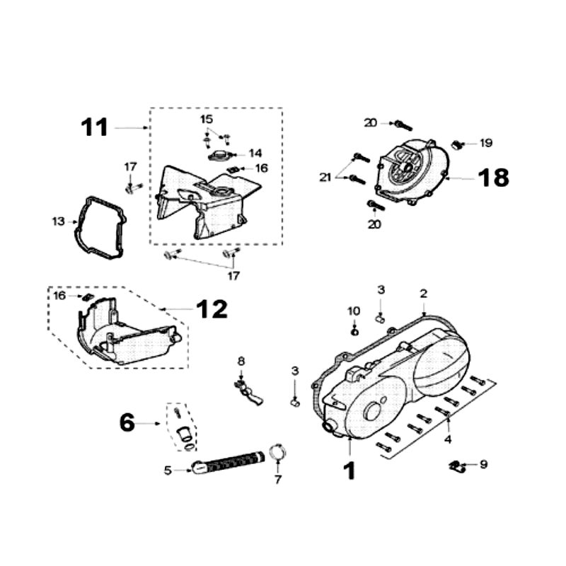 Couvercle de carter sans capteur Peugeot V-clic Orange