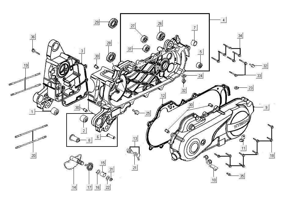 Carter Kymco Agility FR 12 4 temps euro4 bleu-Carter Kymco Agility FR 12 4-takt euro4 blauw